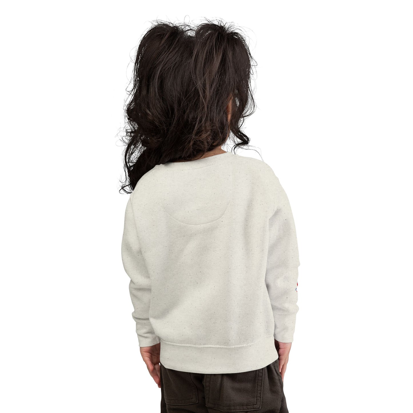 Sudadera ALASO para niños pequeños — Cuello redondo minimalista y acogedor con un pequeño parche de corazón en la manga