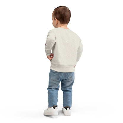 Sudadera ALASO para niños pequeños — Cuello redondo minimalista y acogedor con un pequeño parche de corazón en la manga