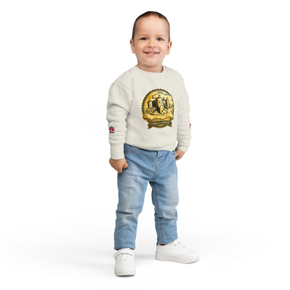 Sudadera ALASO para niños pequeños — Cuello redondo minimalista y acogedor con un pequeño parche de corazón en la manga