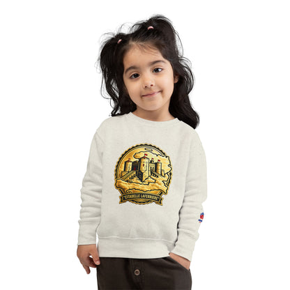Sudadera ALASO para niños pequeños — Cuello redondo minimalista y acogedor con un pequeño parche de corazón en la manga